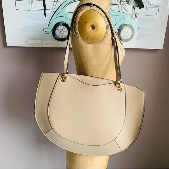 Ulla Johnson Mira Half Moon Leather Shoulder Bag/Tote in Sand - Picture 3 of 13